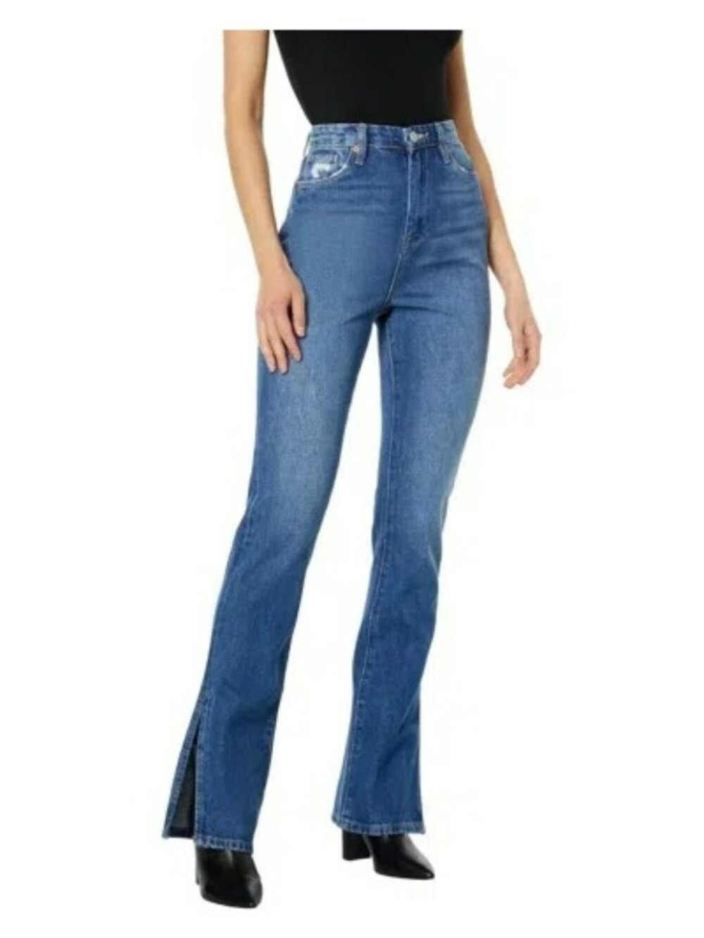 The Cooper Straight Leg Jeans With Side Slit Size 30 Indigo Blue